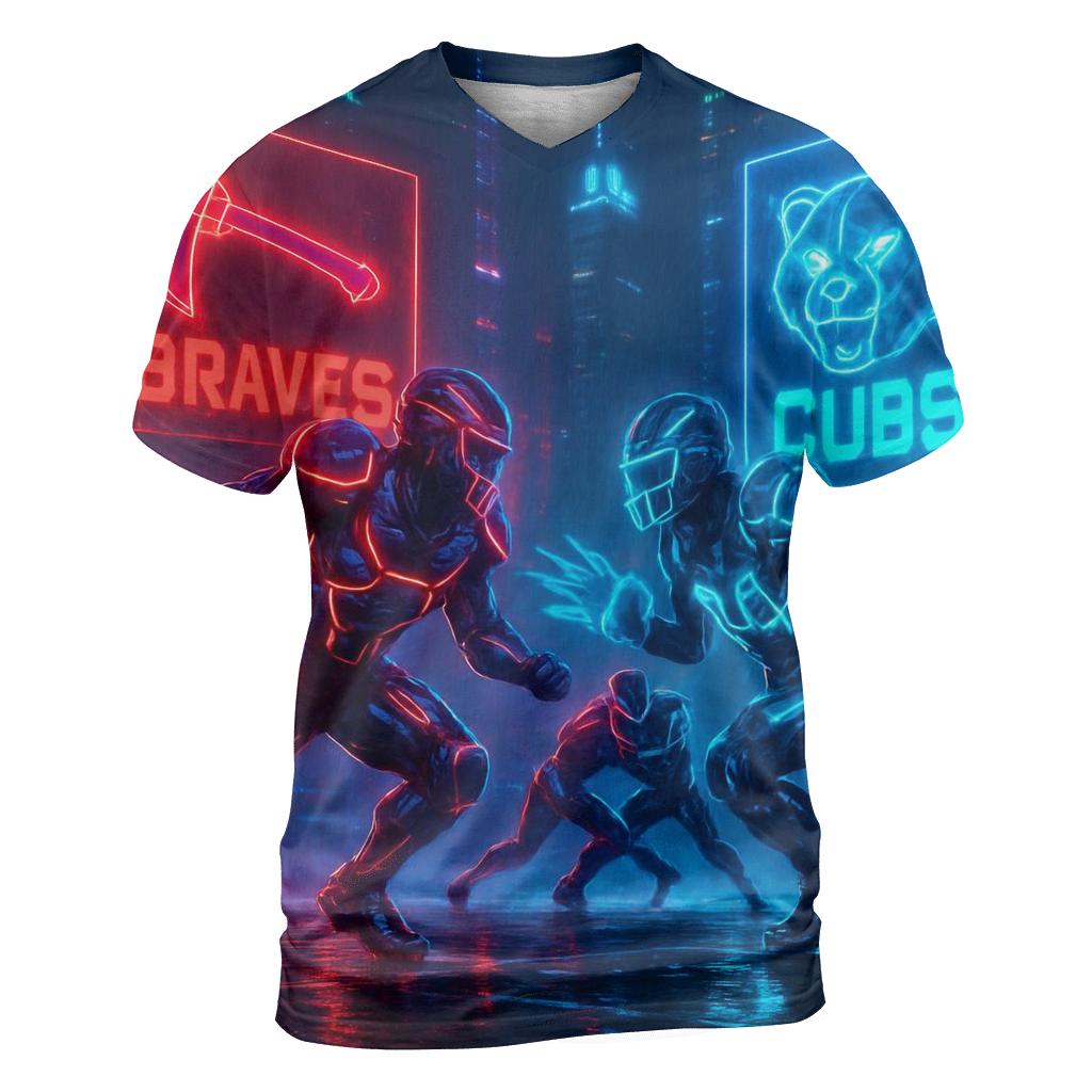 Neon Night Fury Braves And Cubs Cyber Bowl trendy printed shirt styles