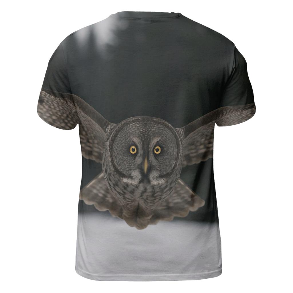 Great Gray Owl Over Snowfield trendy printed shirt styles