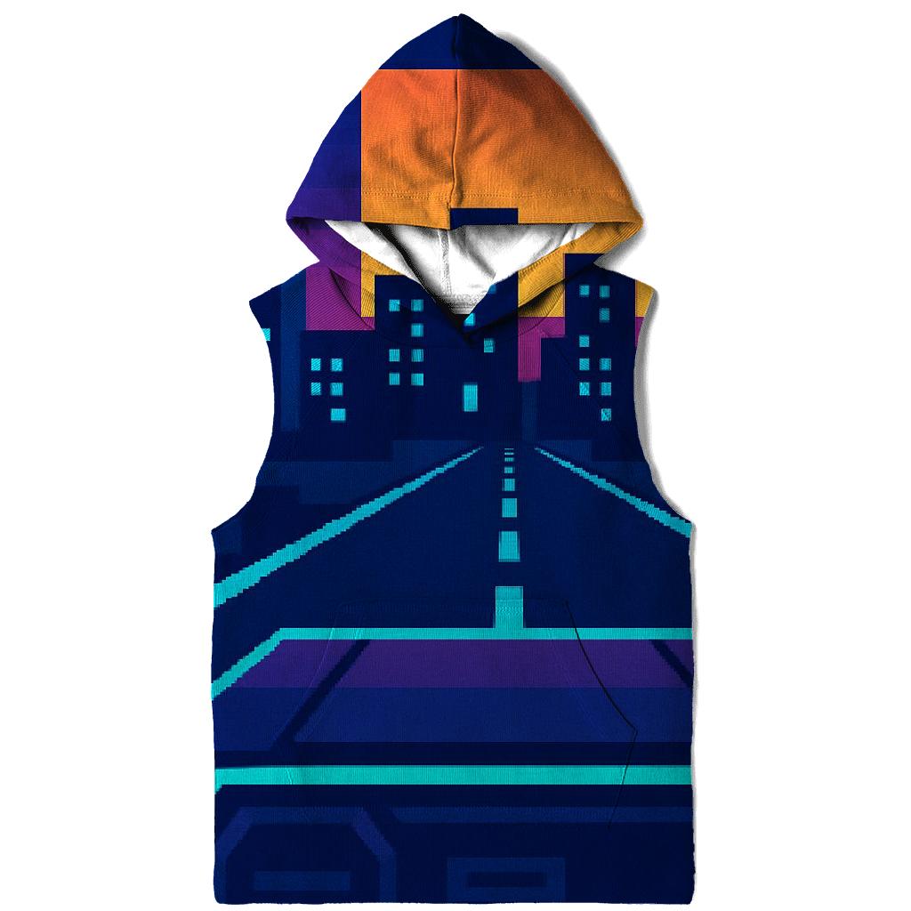 Pixel Night City Drive printed hoodies
