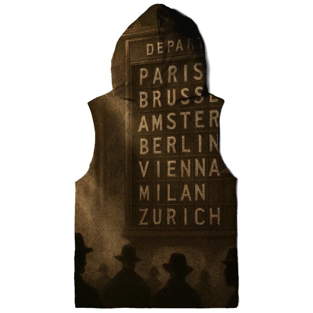 Sepia Railway Station Departure Board pullover hoodies