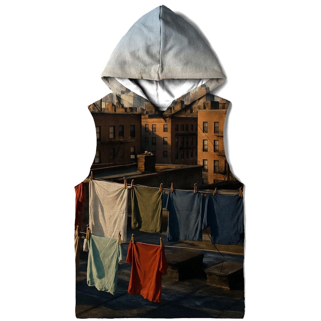 Harlem Rooftop Laundry With Uptown View printed hoodies