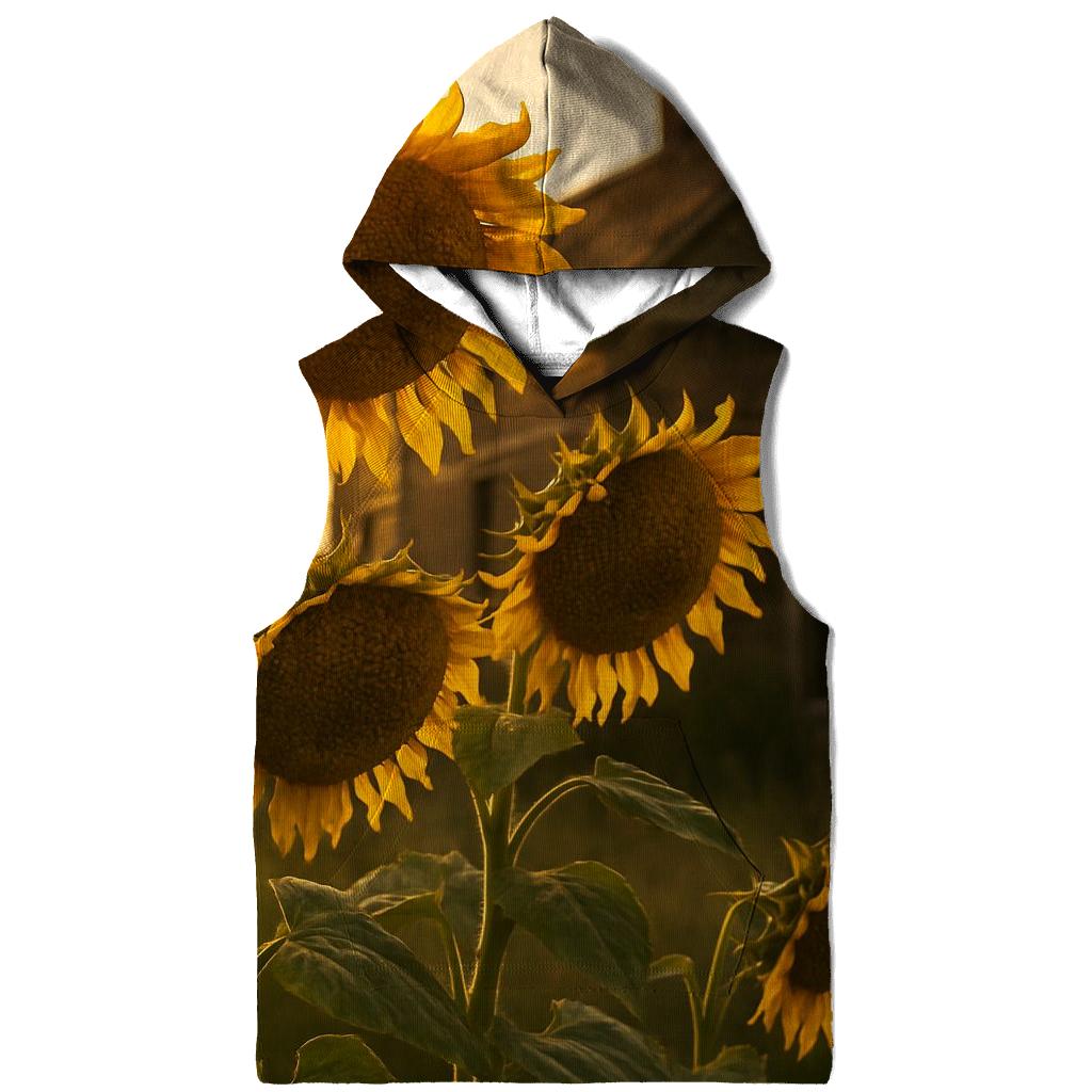 Sunflowers Against Abandoned Farmhouse premium hoodies