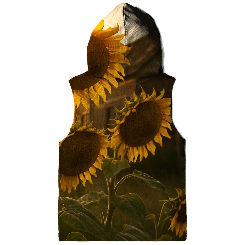 Sunflowers Against Abandoned Farmhouse premium hoodies