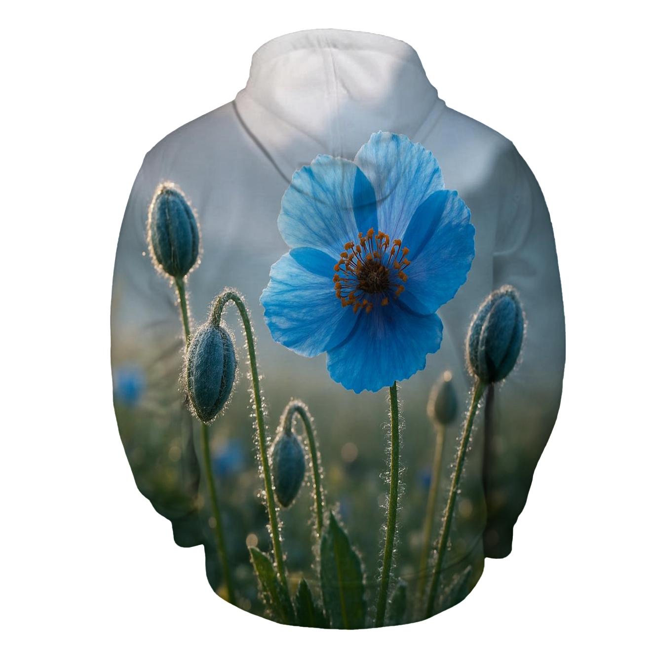 Dawn Dew On Himalayan Blue Poppies graphic hoodies
