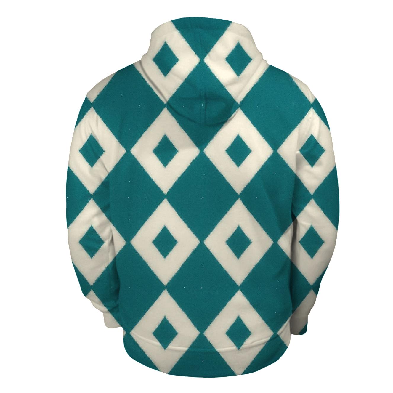 Teal Itajime Lattice Echo printed hoodies