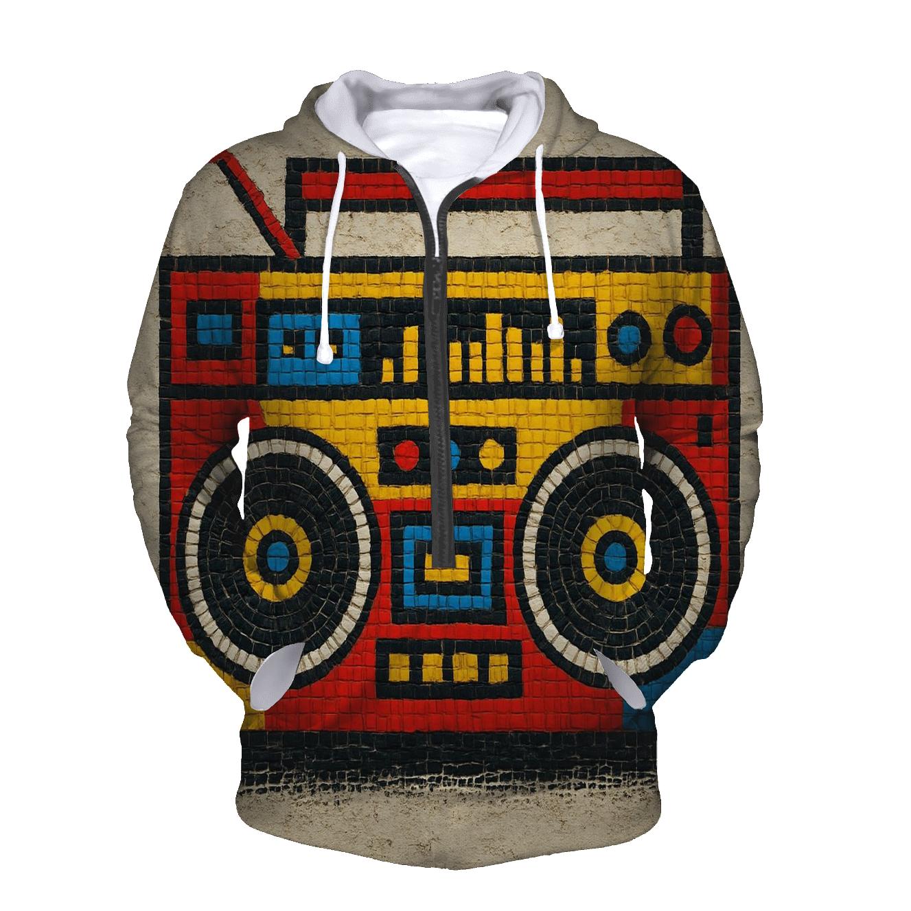 Retro Boombox Street Mosaic graphic hoodies
