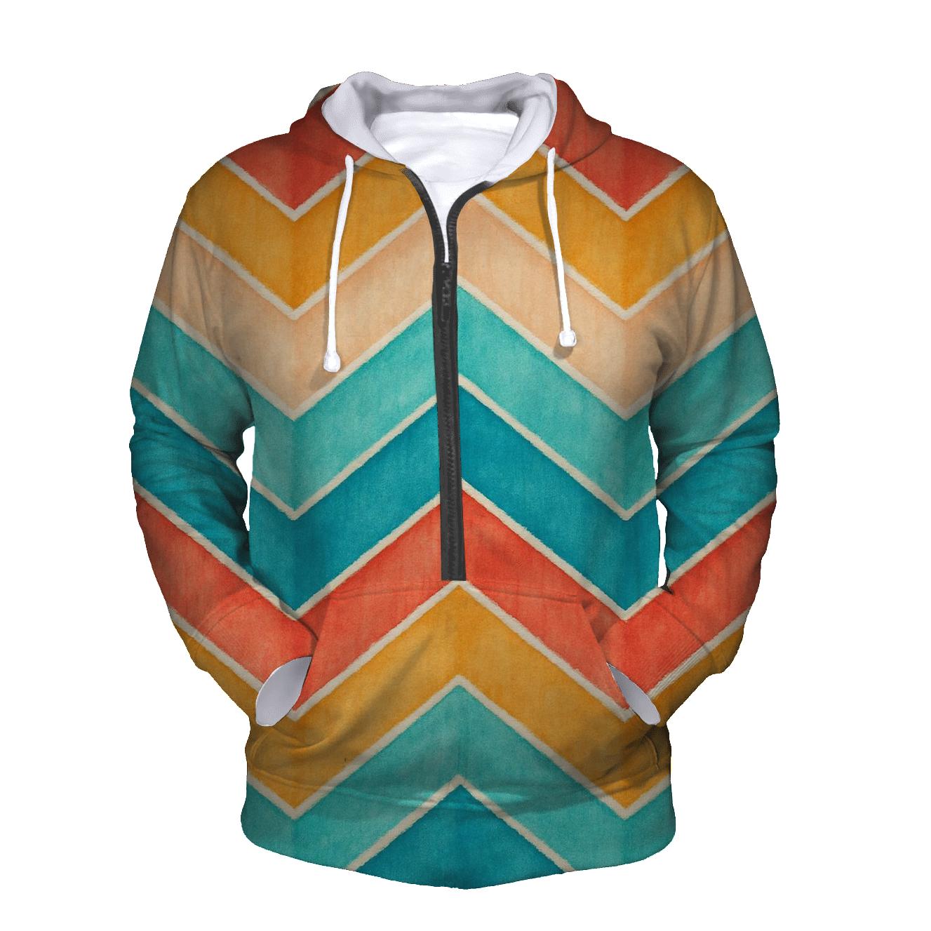 Coral Turquoise Chevron Accordions graphic hoodies
