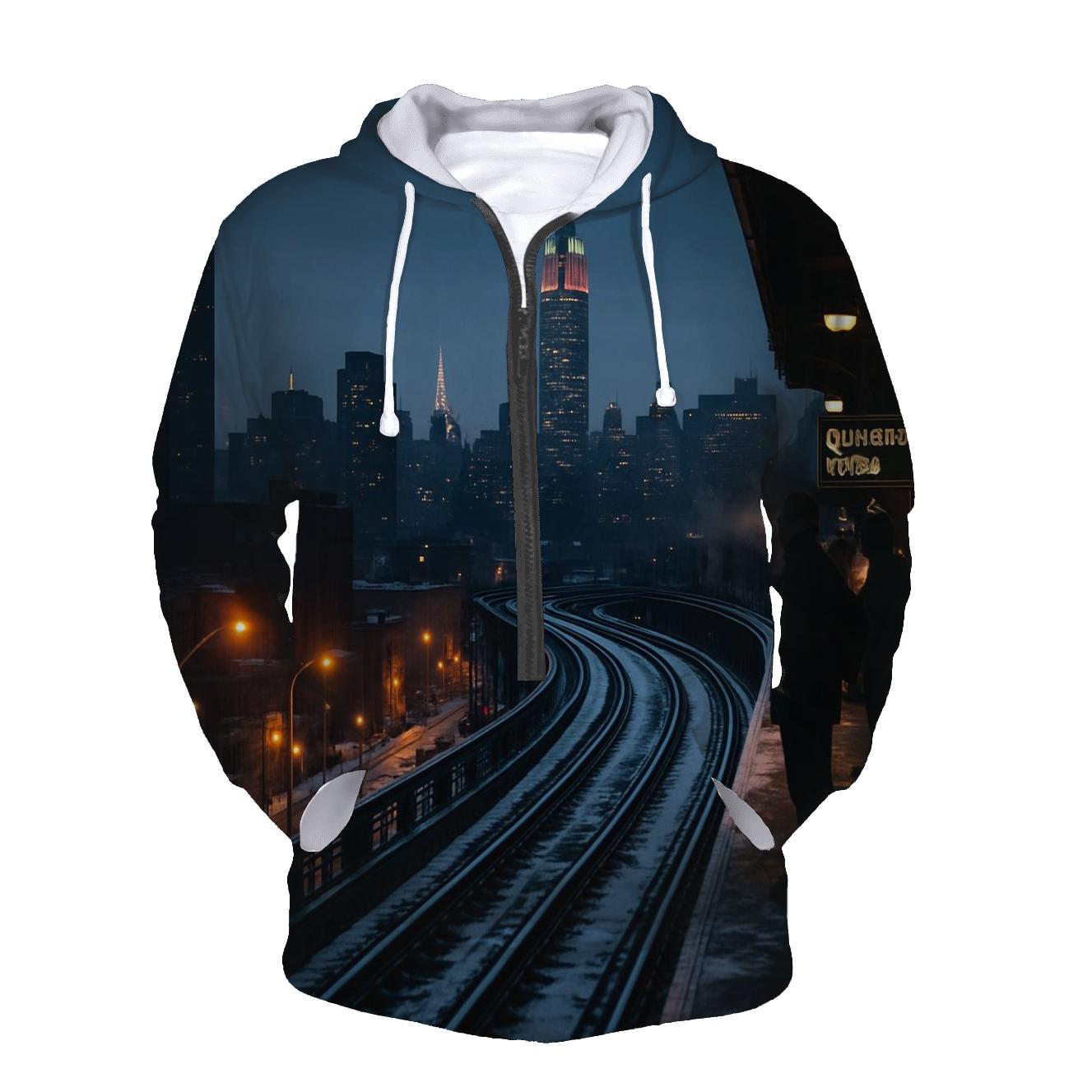Winter Evening From Queensboro Plaza zip-up hoodies