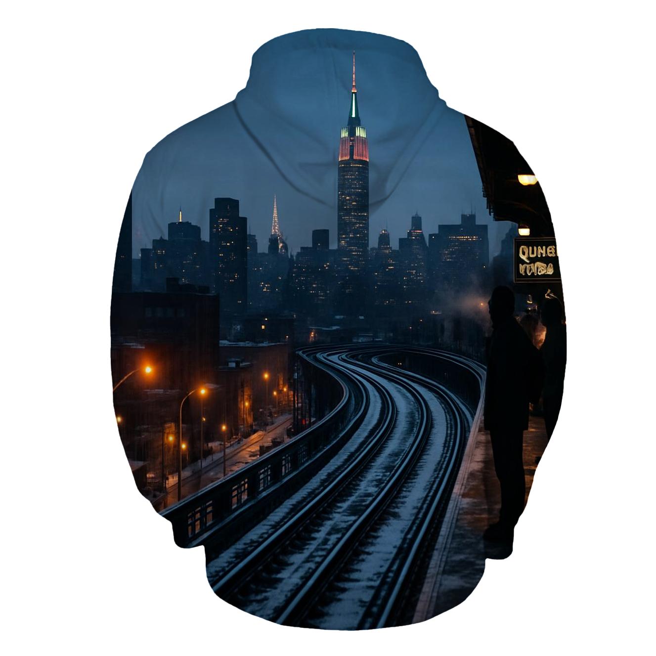 Winter Evening From Queensboro Plaza zip-up hoodies
