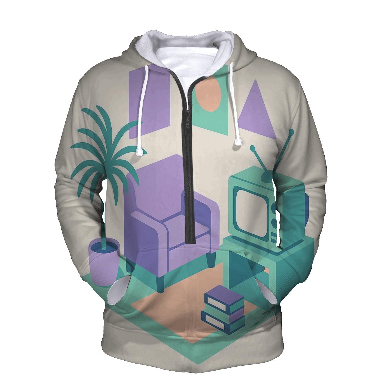 Vaporwave Library Corner lightweight hoodies
