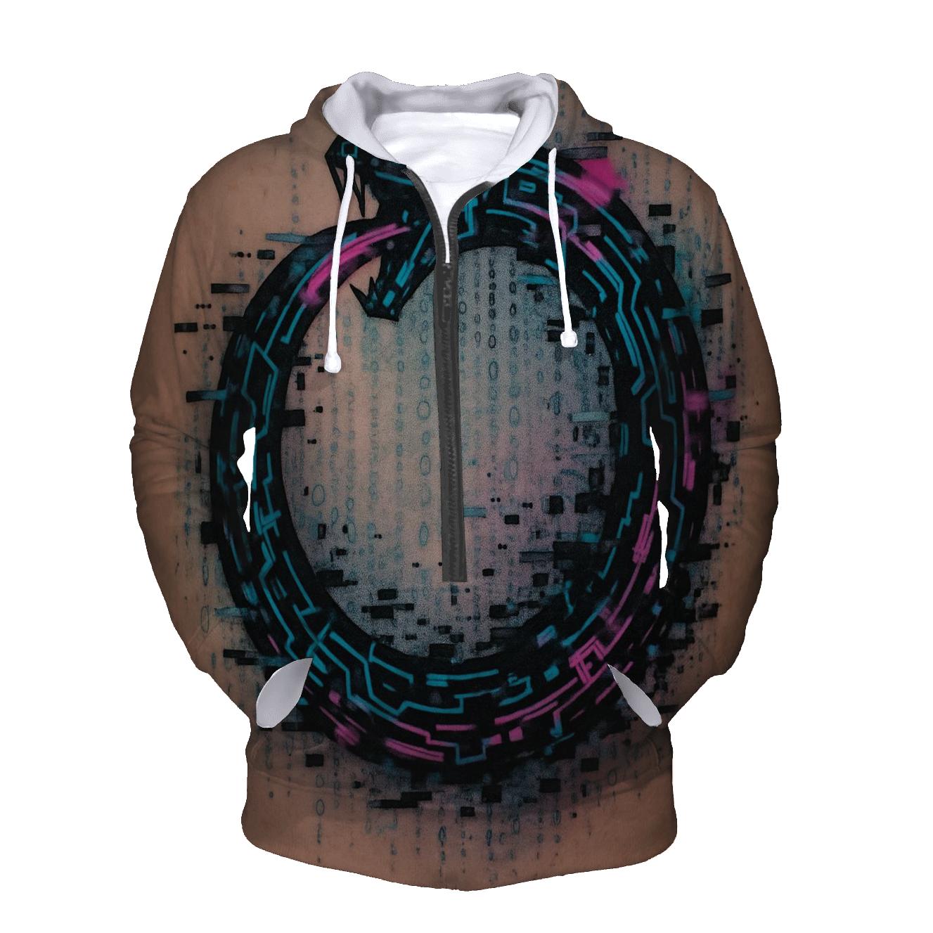 Digital Glitch Ouroboros Circuit hoodie trends