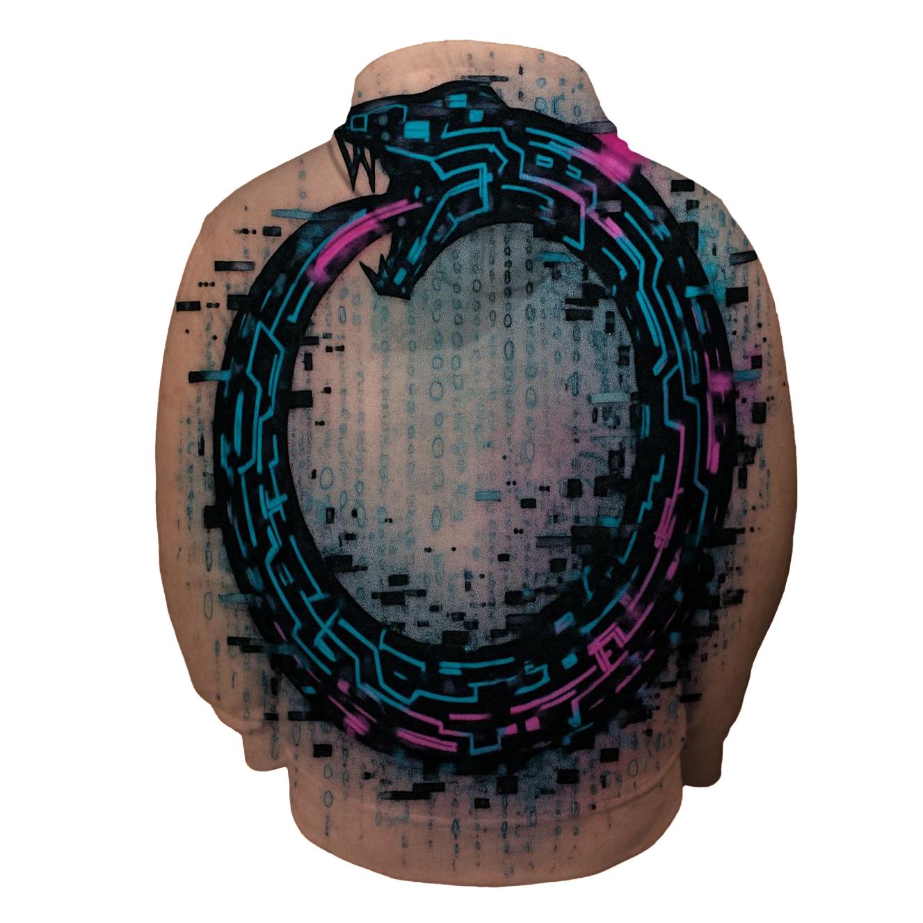 Digital Glitch Ouroboros Circuit hoodie trends