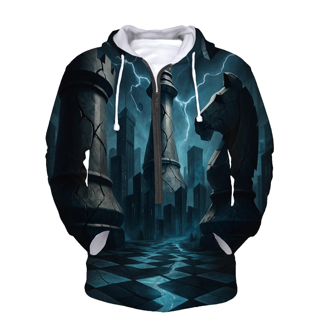 Fractured Chess Skyline heavyweight hoodies