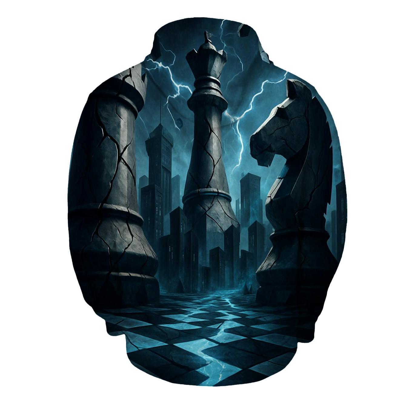 Fractured Chess Skyline heavyweight hoodies