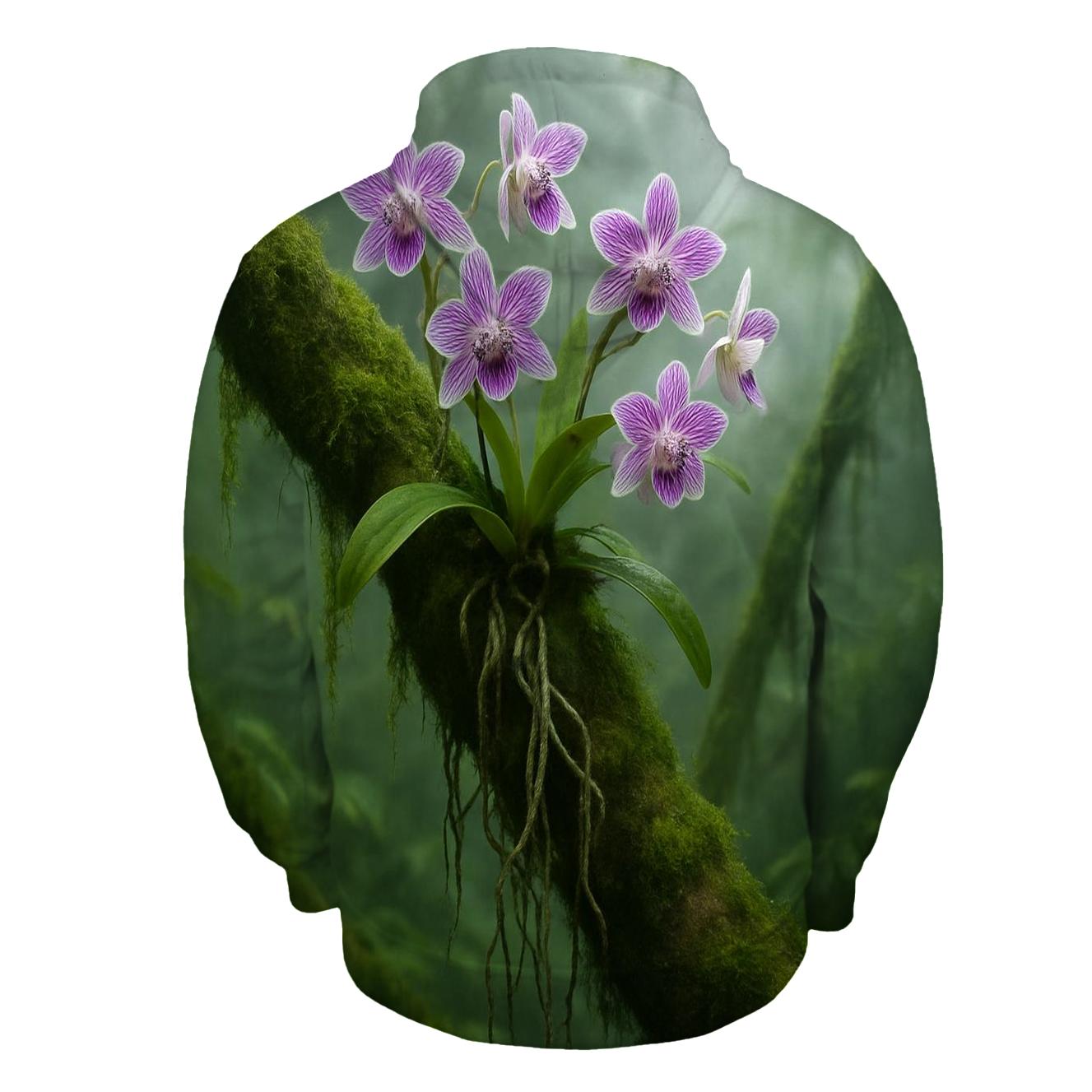 Orchid Roots In Misty Cloud Forest zip-up hoodies