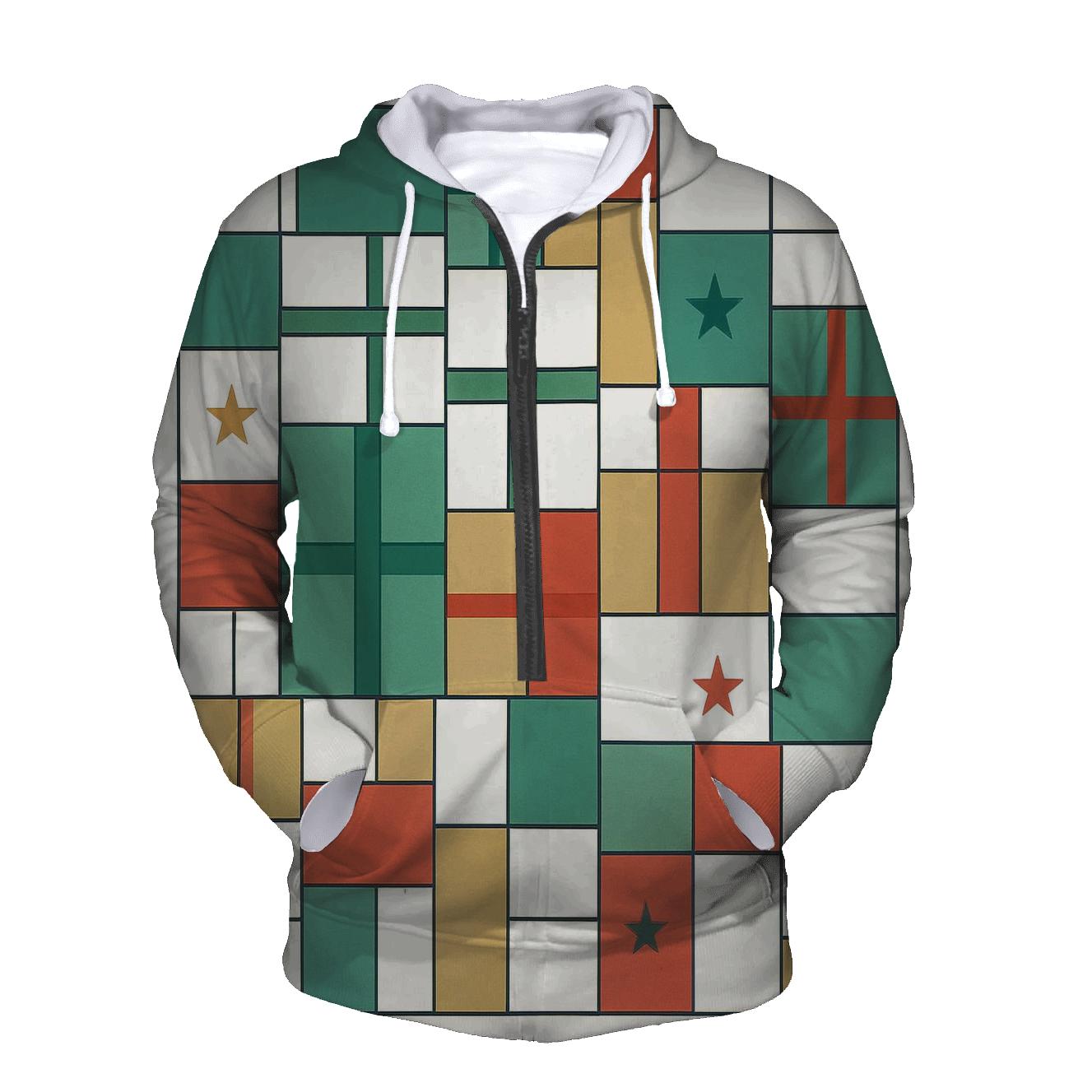 Abstract Gift Box Mosaic zip-up hoodies