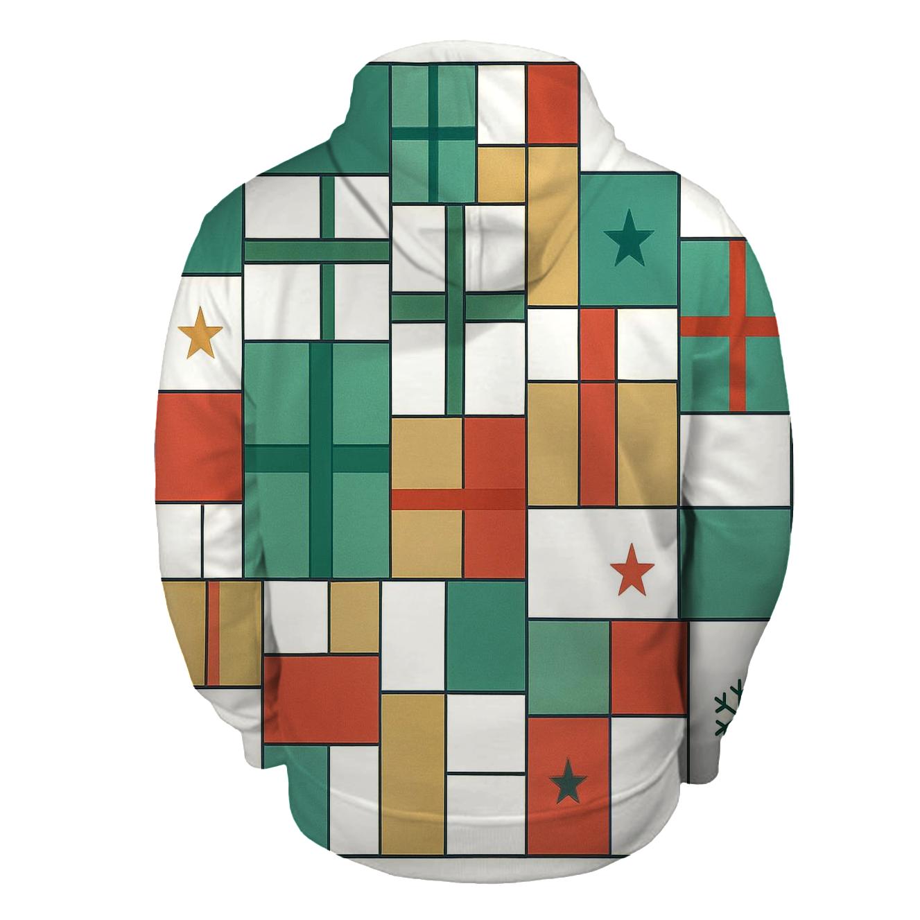 Abstract Gift Box Mosaic zip-up hoodies