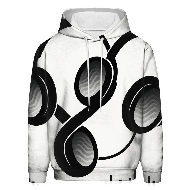 Monochrome Headphone Silhouette Flow graphic hoodies