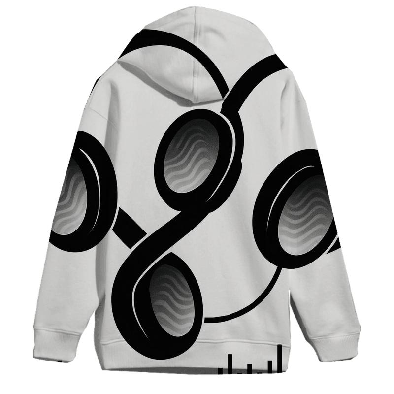 Monochrome Headphone Silhouette Flow graphic hoodies