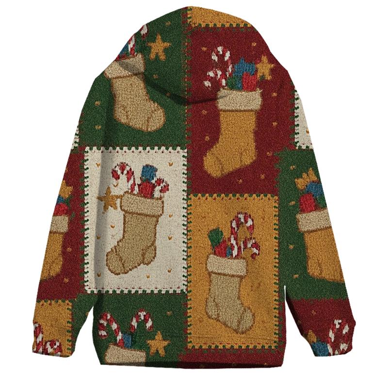 Overstuffed Stocking Patchwork Design pullover hoodies