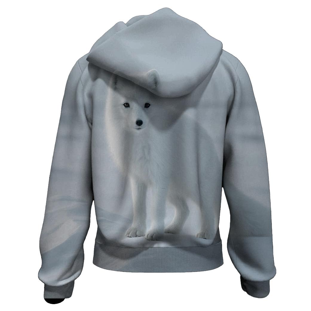 Arctic Fox On Wind Carved Snow graphic hoodies