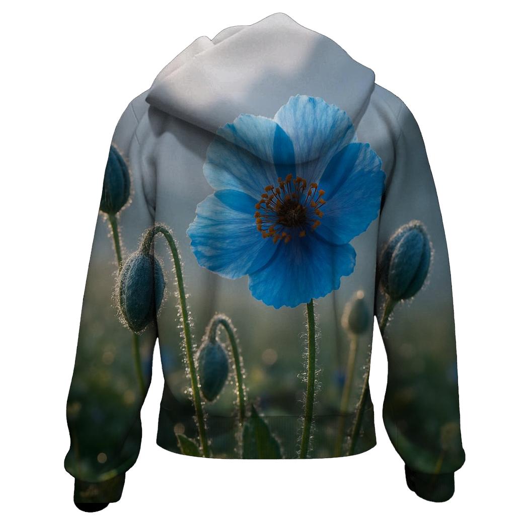 Dawn Dew On Himalayan Blue Poppies zip-up hoodies