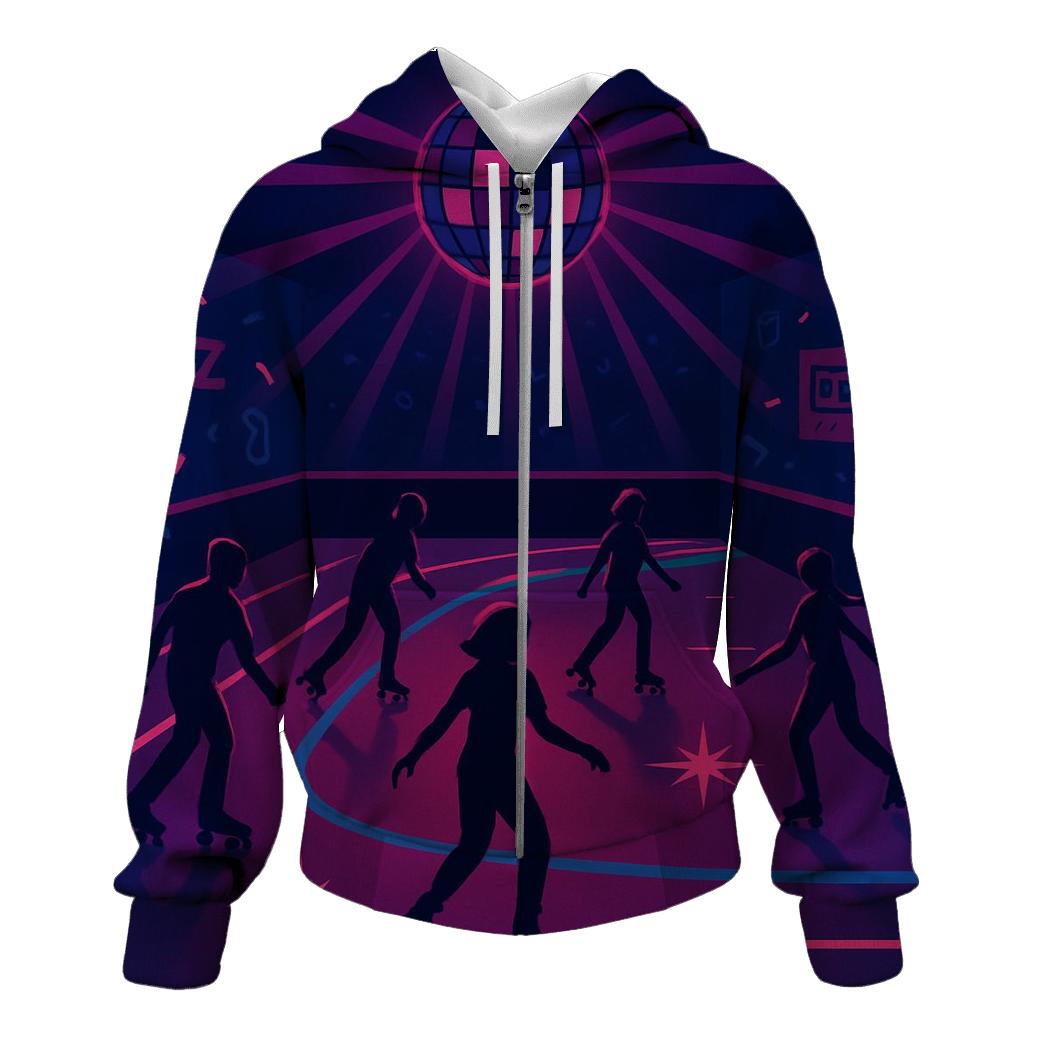 Midnight Neon Roller Rink pullover hoodies