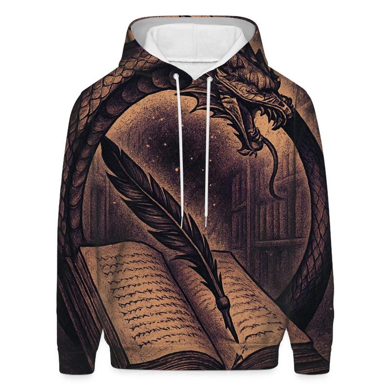 Cosmic Library Ouroboros Quill graphic hoodies