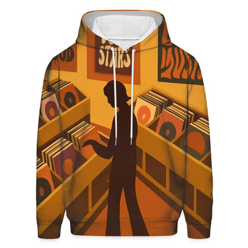 Psychedelic Record Store Aisle premium hoodies