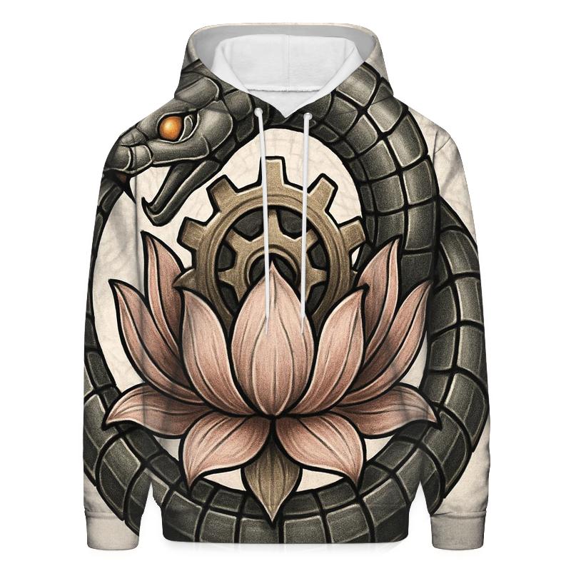 Mechanical Lotus Ouroboros pullover hoodies