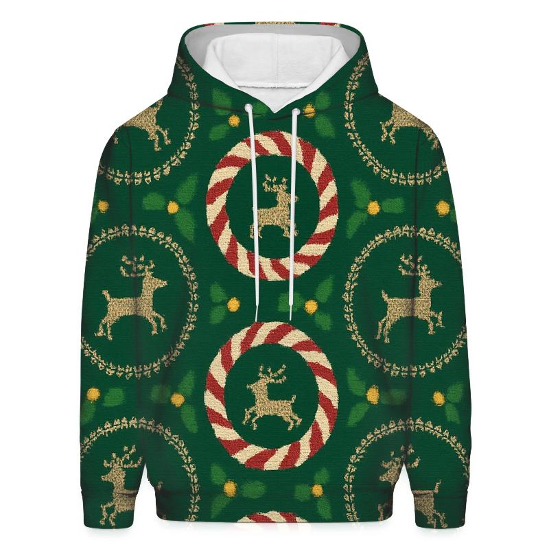 Candy Cane Carousel Reindeer Rings Design lightweight hoodies