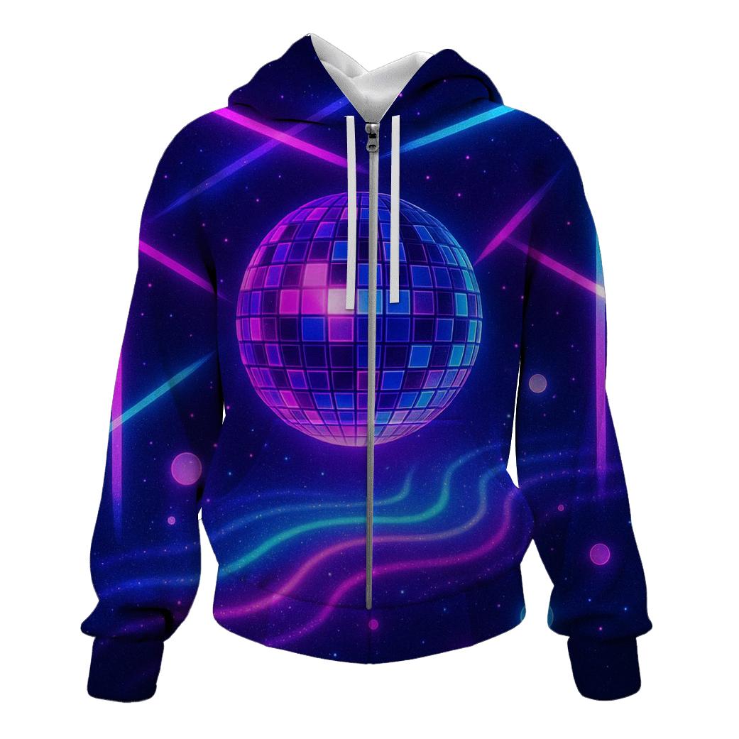 Neon Mirage Disco Grid zip-up hoodies