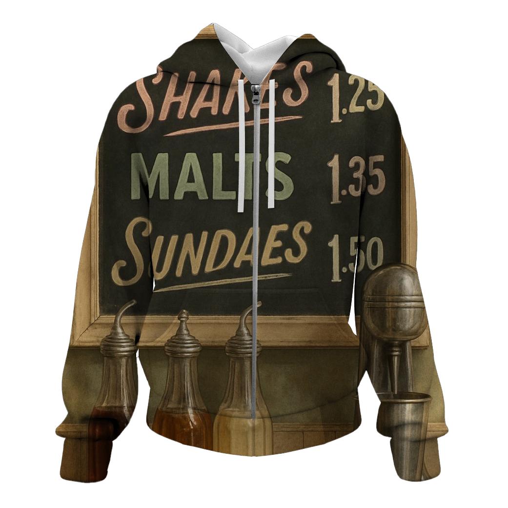 Vintage Soda Fountain Menu Board designer hoodies