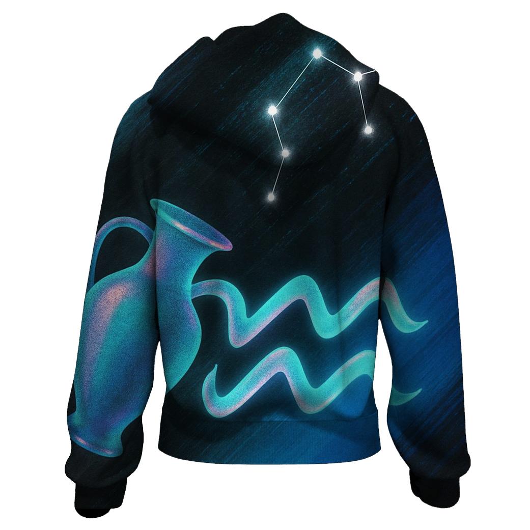 Aquarius Holographic Water Code embroidered hoodies
