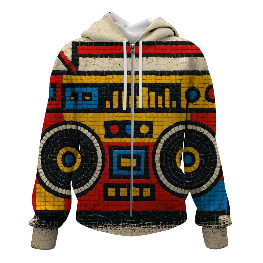 Retro Boombox Street Mosaic graphic hoodies