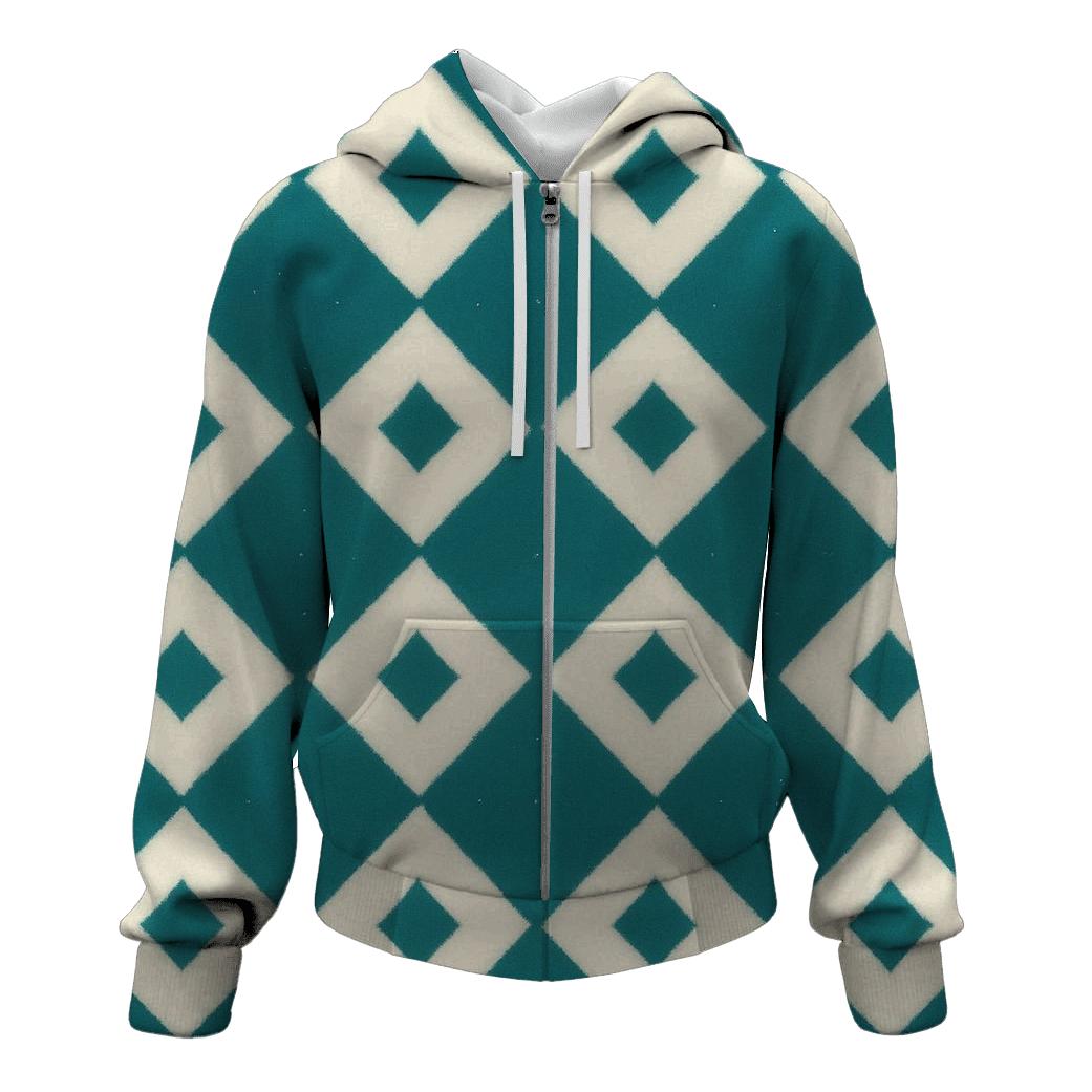 Teal Itajime Lattice Echo lightweight hoodies