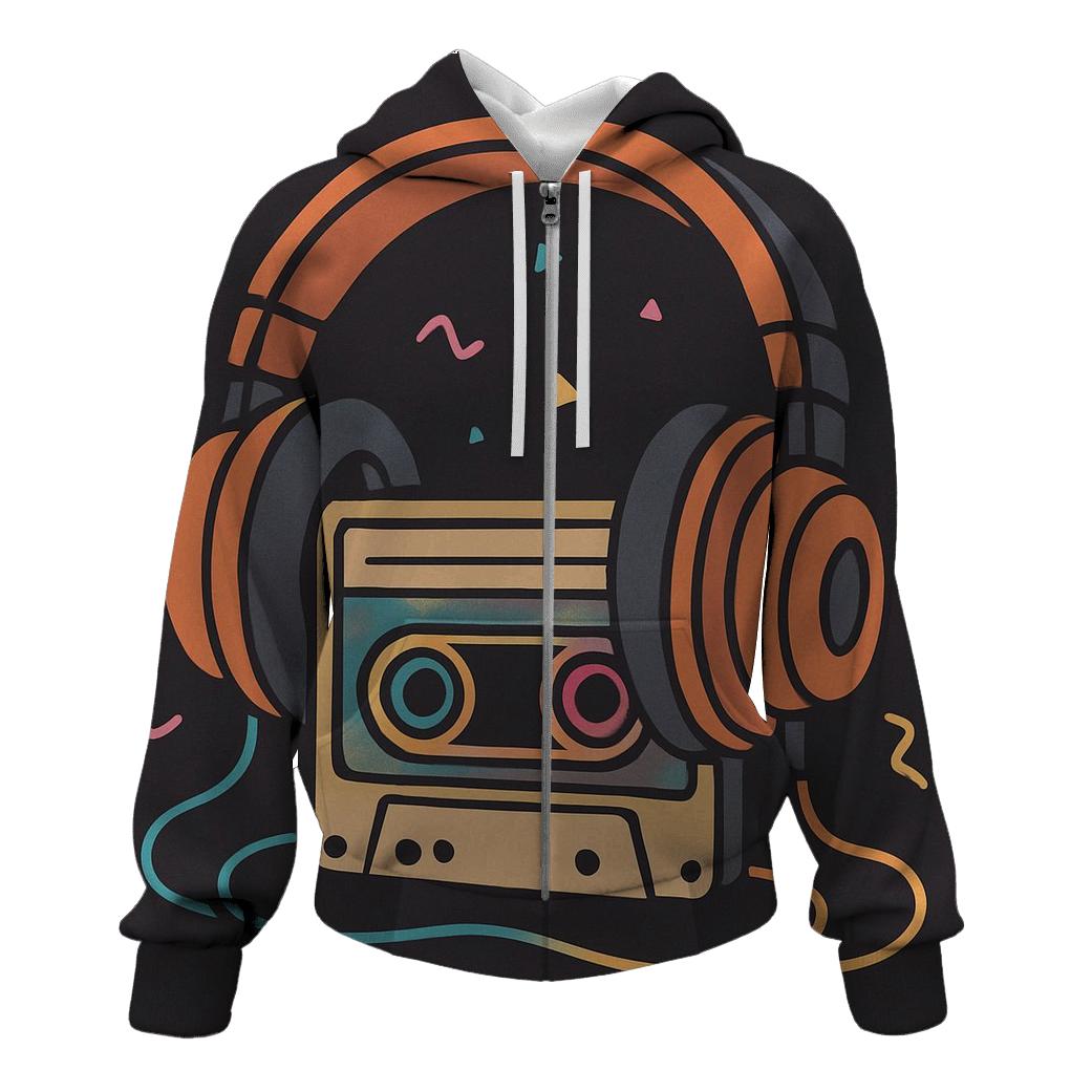 Neon Headphone Mixtape zip-up hoodies
