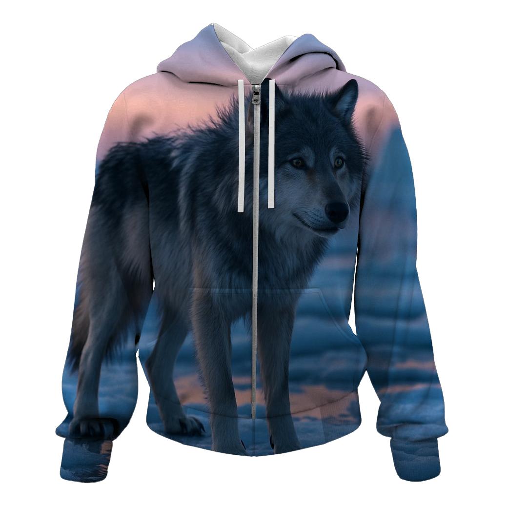Arctic Twilight Wolf On Sea Ice custom hoodies