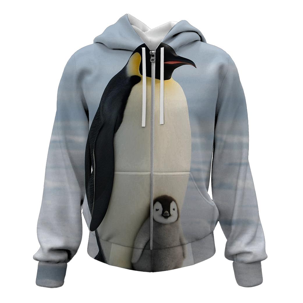 Emperor Penguin Adult With Chick graphic hoodies