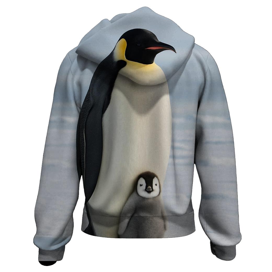 Emperor Penguin Adult With Chick graphic hoodies