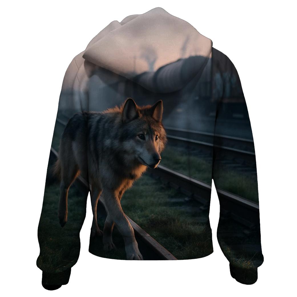 Urban Rail Yard Wolf At Dawn hoodie styles