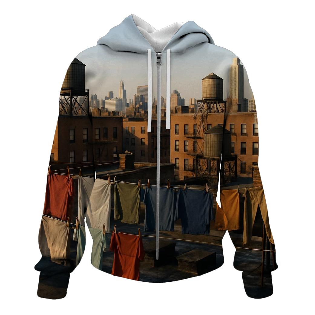 Harlem Rooftop Laundry With Uptown View pullover hoodies