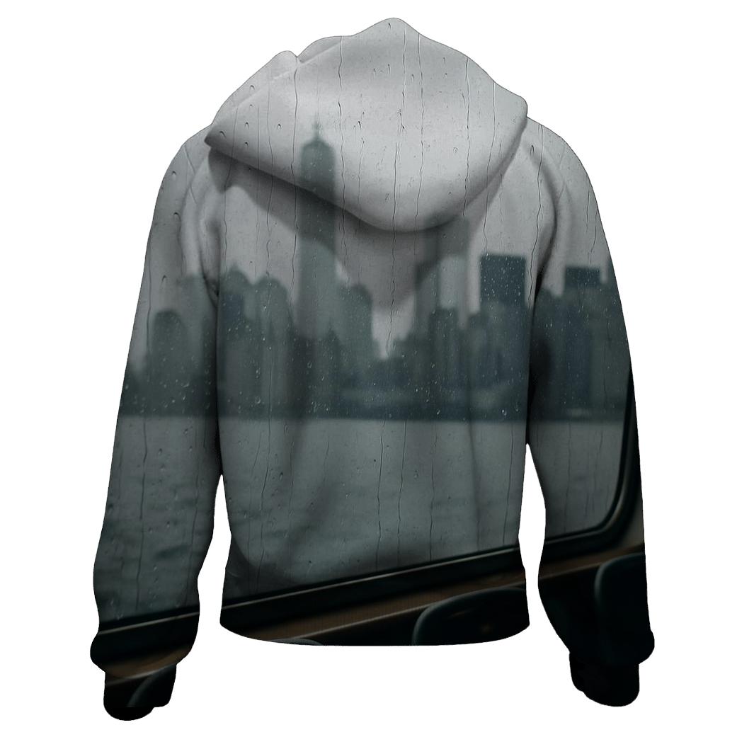 Financial District Skyline In Glass Rain Streaks lightweight hoodies