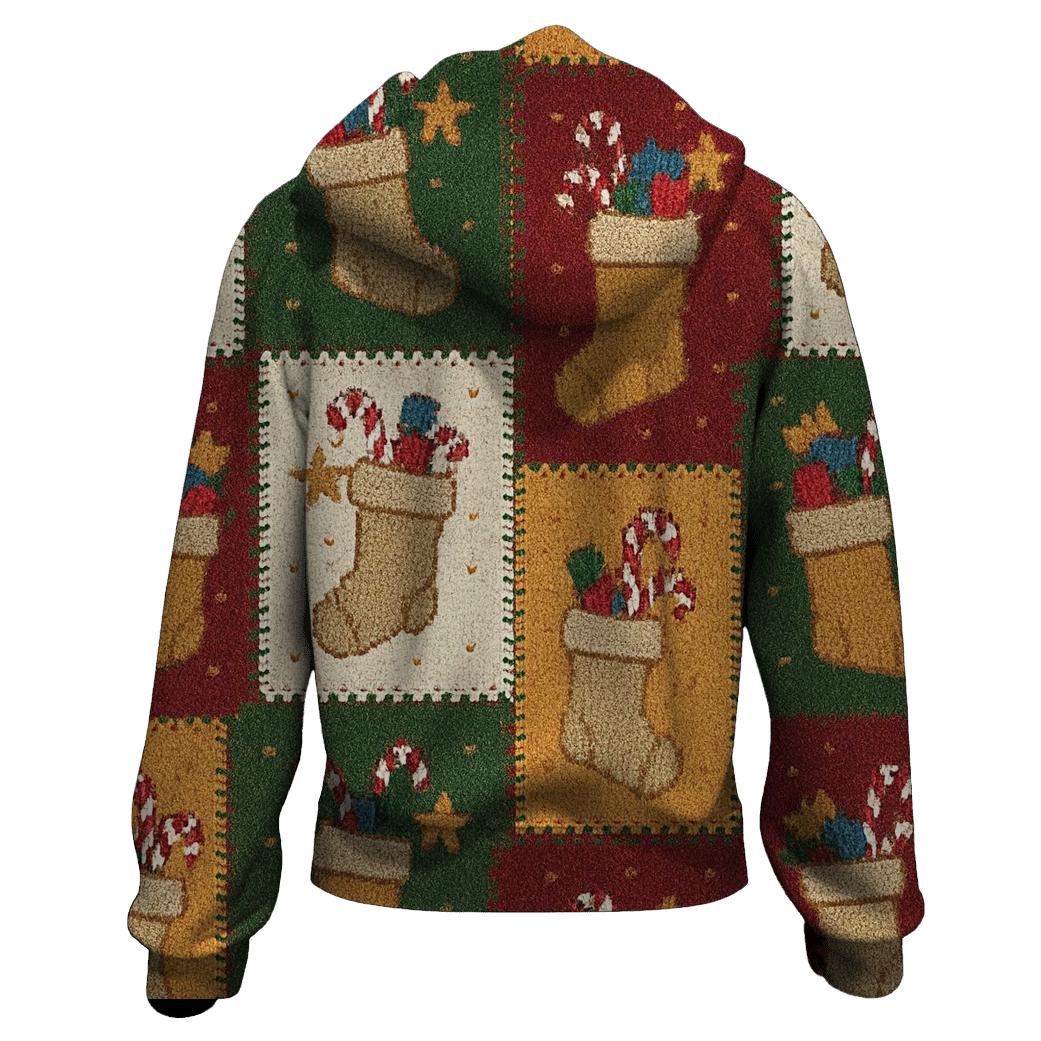 Overstuffed Stocking Patchwork Design pullover hoodies