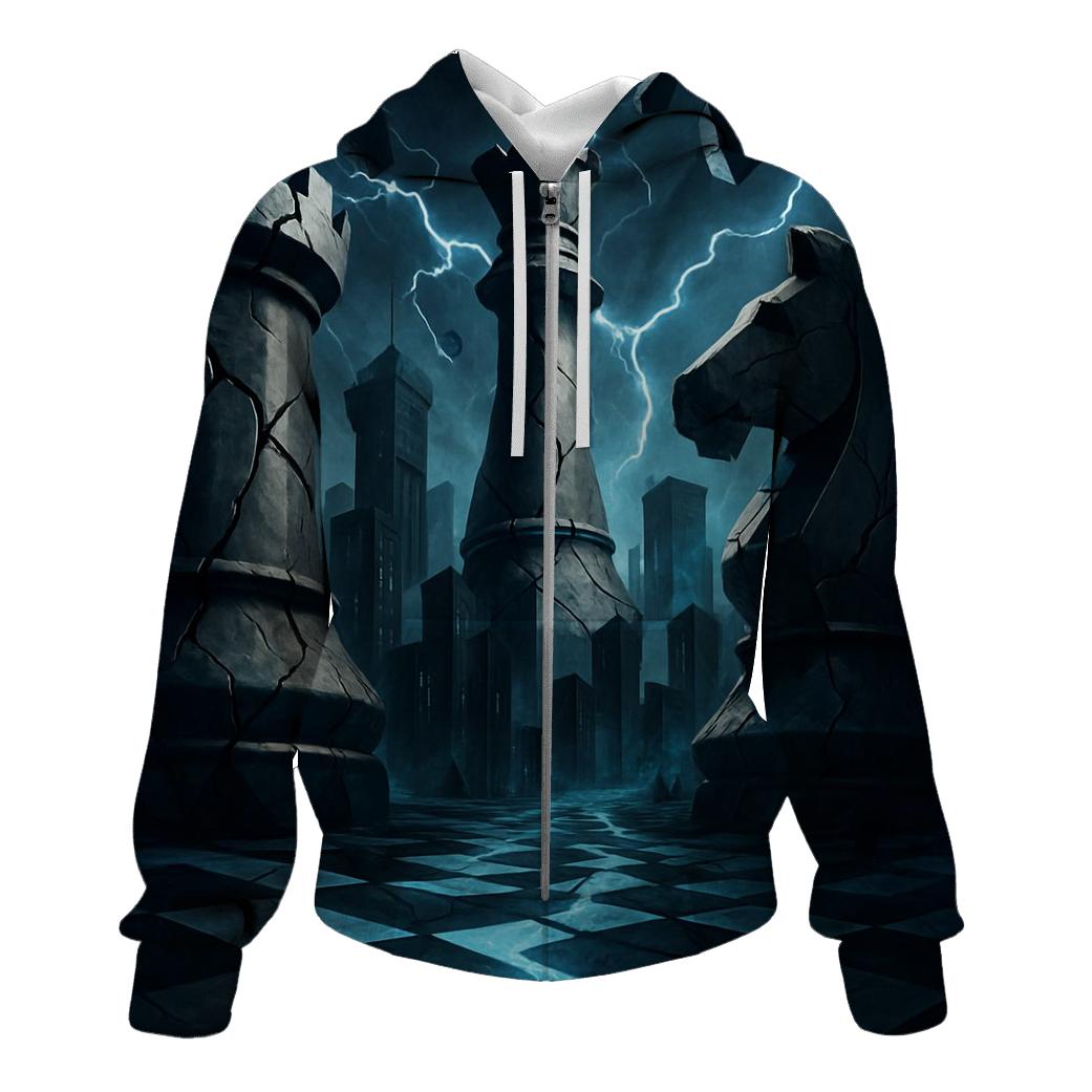 Fractured Chess Skyline printed hoodies