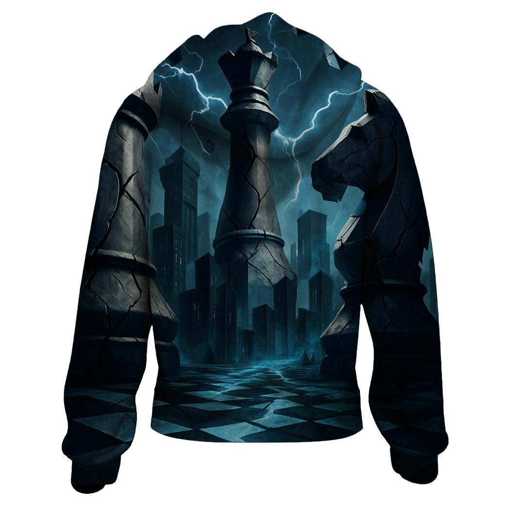 Fractured Chess Skyline printed hoodies