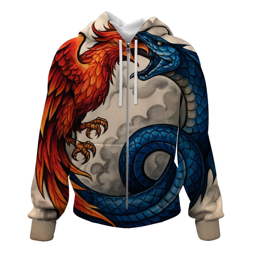 Phoenix Serpent Dual Ouroboros premium hoodies