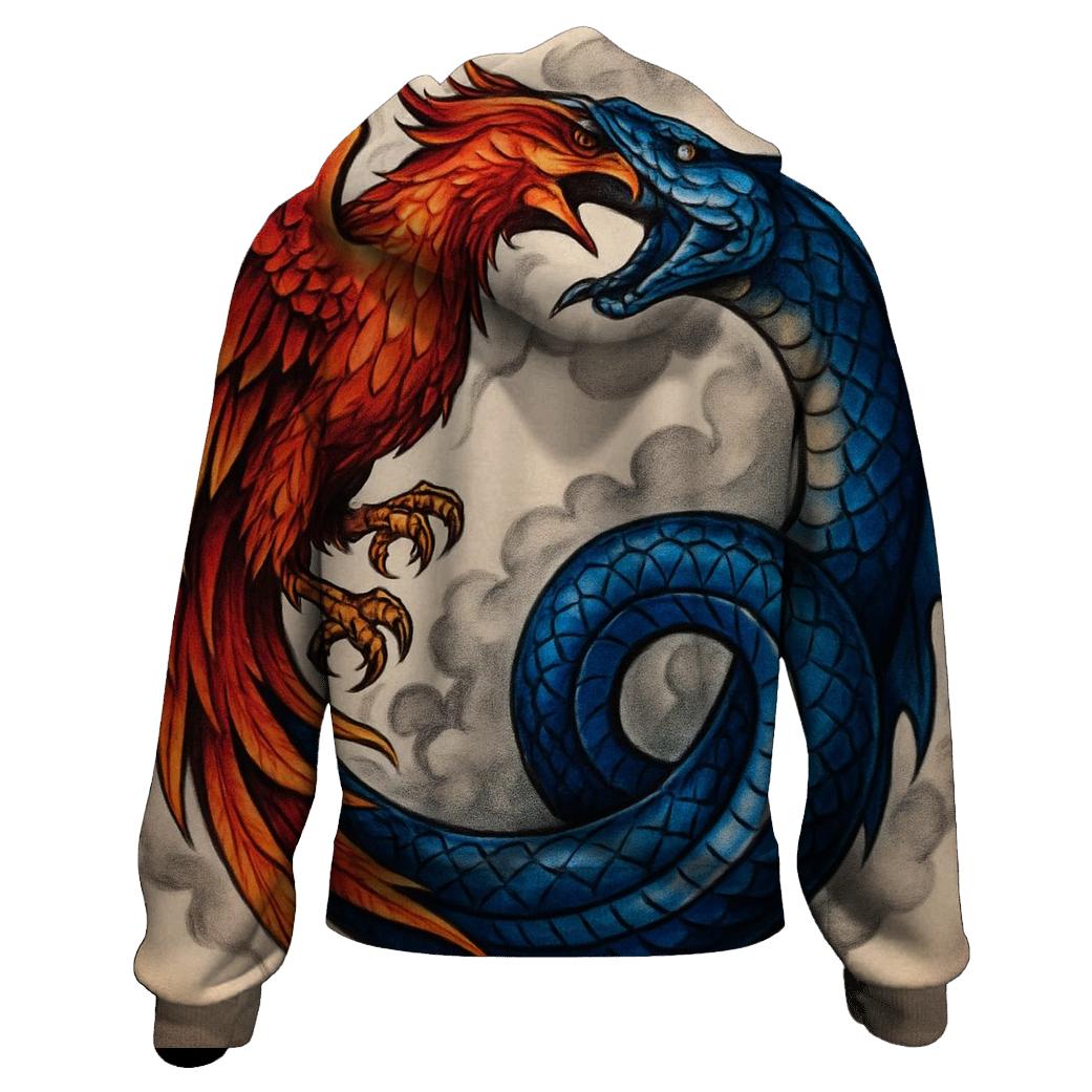Phoenix Serpent Dual Ouroboros premium hoodies