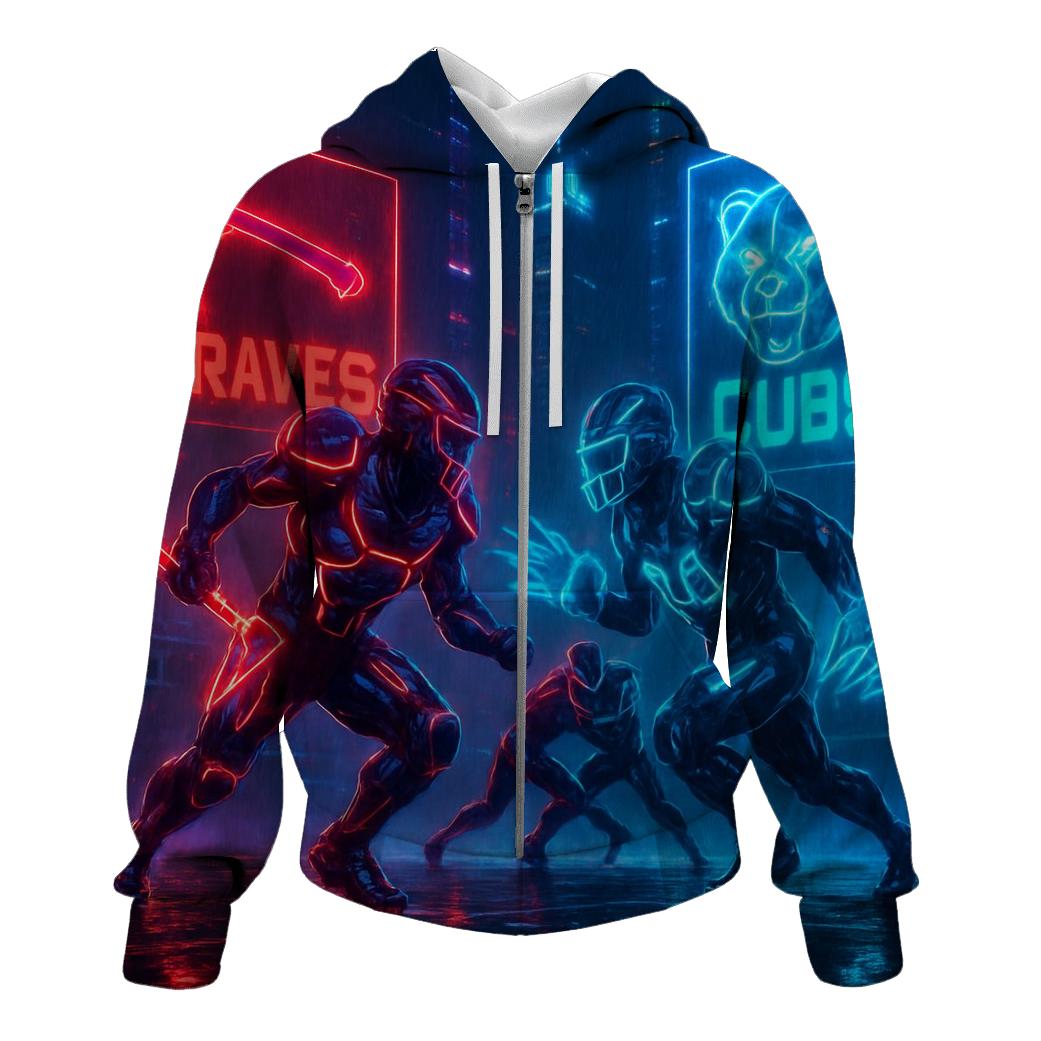 Neon Night Fury Braves And Cubs Cyber Bowl pullover hoodies