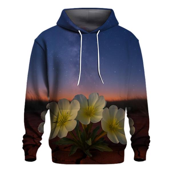 Desert Evening Primrose Under Milky Sky graphic hoodies